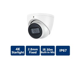 4K Starlight True WDR IR IP, 2.8mm Fixed, Turret Camera