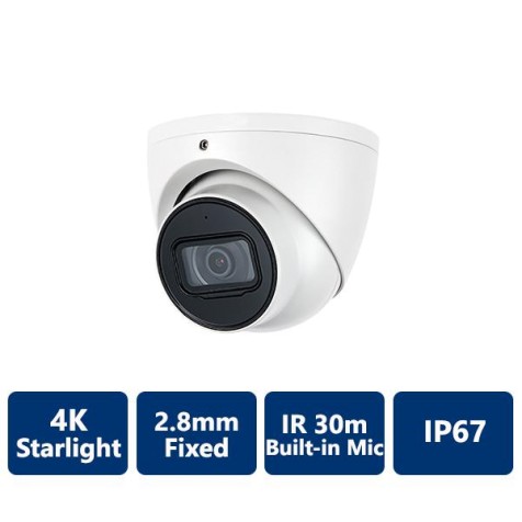 4K Starlight True WDR IR IP, 2.8mm Fixed, Turret Camera