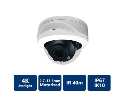 4K Starlight True WDR IP IR Motorized, Vandal Dome Camera