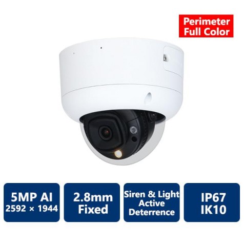 5MP AI Active Deterrence Full Color IP 2.8mm Fixed-focal, Dome Camera