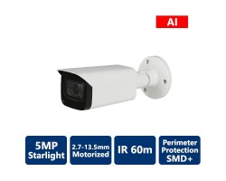 5MP AI Starlight True WDR IP IR, 2.7-13.5mm Motorized, Bullet Camera
