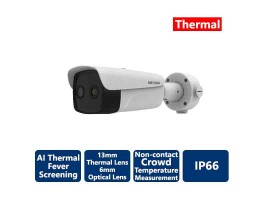 Hikvision AI Fever Screening Thermal Bullet IP Camera, 13mm thermal lens