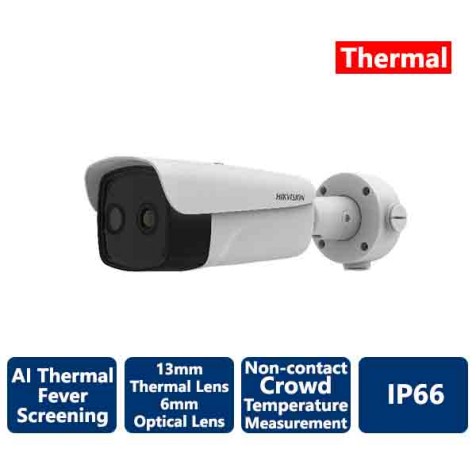 Hikvision AI Fever Screening Thermal Bullet IP Camera, 13mm thermal lens