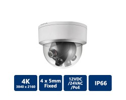 Hikvision 4K Multi-Imager Panoramic Dome, 5mm fixed lens x 4