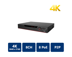 8 Channel Compact 1U 8PoE 4K&H.265 Network Video Recorder
