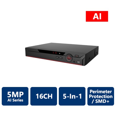 16 Channel Penta-brid 5MP Mini 1U Digital Video Recorder