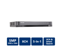 Hikvision 5MP All-In-1 H.265+ TurboHD DVR, 8CH