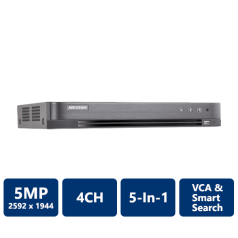 Hikvision 5MP All-In-1 H.265+ TurboHD DVR, 4CH